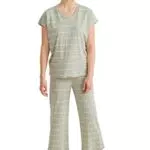 C&A Damen Pyjama Set Baumwolle Streifen hellgrün