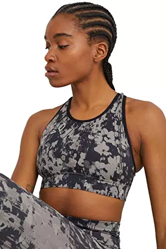 C&A Damen Sport-BH Stretch|Synthetisch|Nylon Fitness|Activewear Bedruckt dunkelgrau