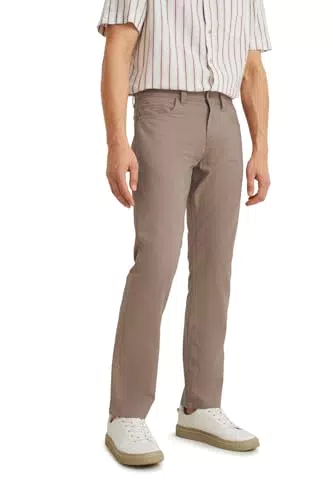 C&A Herren 5-Pocket Leinen Hosen Unifarben Hellbraun W38 L30