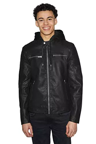 C&A Herren Blouson Regular Fit Polyester|Lederimitate schwarz
