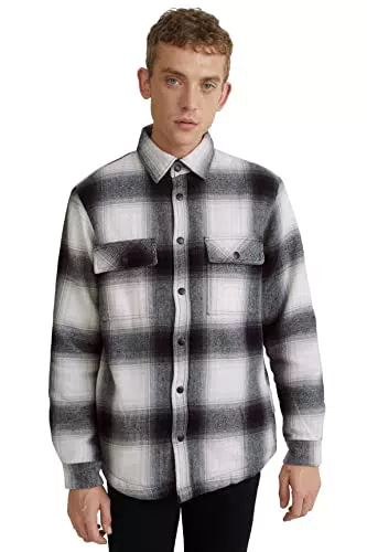 C&A Herren Hemd Langärmelig schwarz/weiß