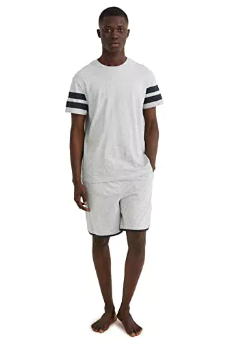 C&A Herren Shorty Set Regular Fit Unifarben hellgrau-Melange X