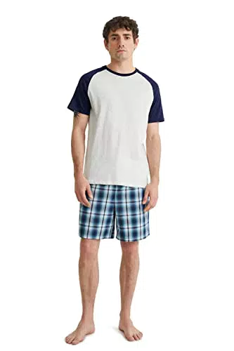 C&A Herren Shorty Set Regular Fit Unifarben|Kariert Viskose|Baumwolle hellgrau-Melange