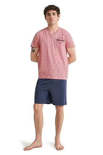 C&A Herren Shorty Set Regular Fit Unifarben|Melange/Meliert Polyester|Baumwolle rot-Melange