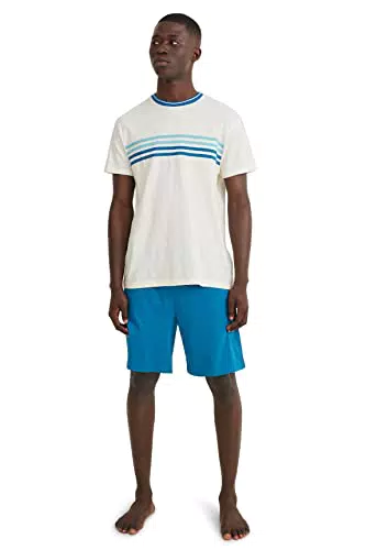 C&A Herren Shorty Set Regular Fit Unifarben|Streifen Baumwolle cremeweiß 2X