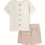 C&A Set Baby Jungen Baumwolle Regular Fit Streifen|Unifarben beige 56