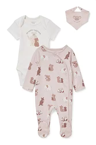 C&A Set Baby Mädchen Baumwolle Body Fit Bedruckt|Motivprint weiß/rosa 62