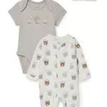 C&A Set Baby Unisex Baumwolle Body Fit Bedruckt|Unifarben|Motivprint grau 50