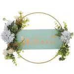 Cabilock Metall Willkommensschild Eukalyptus Kranz Girlande Künstliche Blumen Türkranz Floral Wandkranz Metallkranz Metallringe Hochzeit Türschild für Landhaus Haustür Deko Wohnzimmer Wanddeko