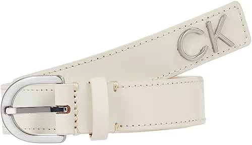 Calvin Klein Damen Gürtel Ledergürtel, Elfenbein, 85