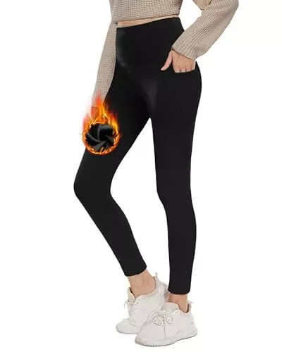 CAMPSNAIL Thermo Leggings Damen-Winter Gefütterte High Waist Leggings mit Innenfleece Sportleggins Lang Warm Yogahose Laufhose