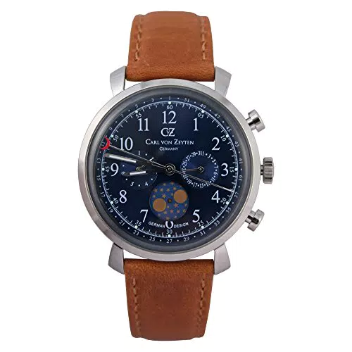 Carl von Zeyten Herren Analog Quarz Uhr mit Leder Armband CVZ0015B