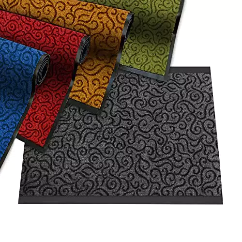 casa pura Schmutzfangmatte Brasil für den Eingangsbereich - Fußmatte mit Ornament - rutschfest & flach - Anthrazit