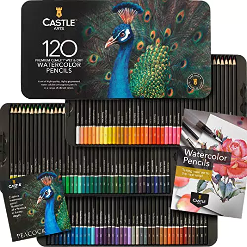 Castle Art Supplies 120 Aquarellstifte-Set, Leuchtende Pigmente