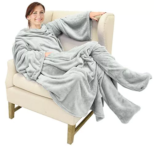 Catalonia Classy Tragbare Kuscheldecke mit Ärmeln und Fußtasche
