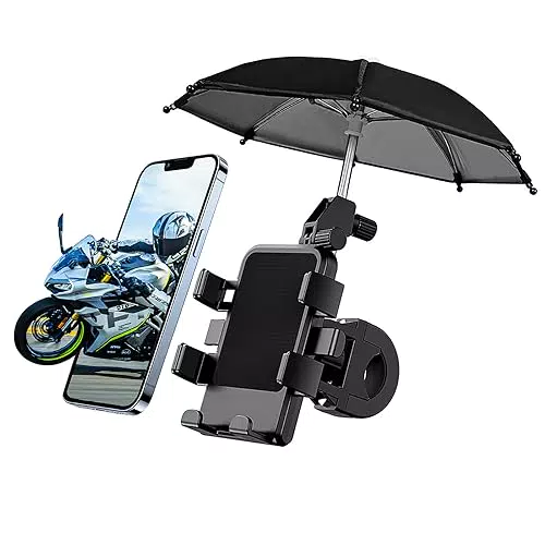 ChenFec Handyhalterung Fahrrad Motorrad Handyhalterung mit Regenschirm Sonnenschirm Universal Handyhalter für Fahrrad Lenker und Auch für iPhone