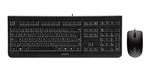 CHERRY Desktop-Set DC 2000 Tastatur und Maus Corded kabelgebunden Spanisches Layout schwarz