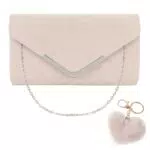 Clutch Damen Damen Samt Clutch Bag Clutch Beige Abendhandtasche Damen Klatsch Tasche Damen Handtasche Hochzeit Umhängetasche Mädchen klein Umhängetasche Schultertasche mit Schulterkette