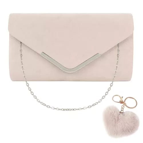 Clutch Damen Damen Samt Clutch Bag Clutch Beige Abendhandtasche Damen Klatsch Tasche Damen Handtasche Hochzeit Umhängetasche Mädchen klein Umhängetasche Schultertasche mit Schulterkette