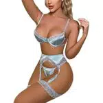 Cocoarm Damen Strumpfband Dessous Set Sexy Unterwäsche Spitze BH Unterhose mit Strumpfgürtel