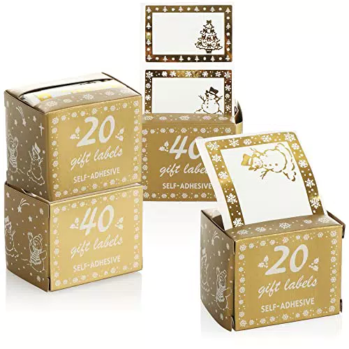 com-four 120x Geschenkaufkleber für Weihnachten - Aufkleber in zwei Größen für Geschenkbeschriftung goldfarben - Geschenketiketten mit weihnachtlichen Motiven