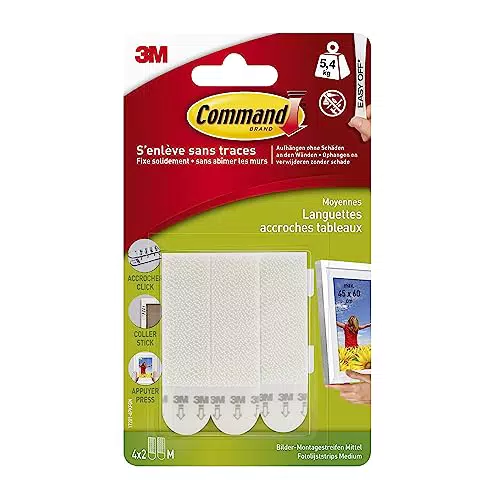 Command Mittelgroße Bildaufhängestreifen, Packung mit 4x2 Bildaufhängern