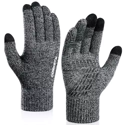 coskefy Handschuhe Herren Damen Winter Fleece Stretch Strickhandschuhe Touchscreen Handschuhe Wolle Warm Bequem Laufhandschuhe Geburtstag Sport Fahrrad Reiten Camping Wandern Arbeit