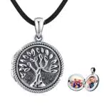 CUOKA MIRACLE Medaillon Halskette 925 Sterling Silber Lebensbaum Foto Bilder Kette Anhänger Halskette Oxidiert Baum des Lebens Amulett Familie Neujahrs Geschenk für Damen Mädchen Mutter