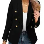 CZIMOO Business Blazer Damen Tailliert Einfarbig Slim Fit Revers Geschäft Mantel Anzüge für Frauen 2023 Mode Schwarz