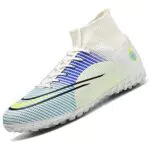 Dhinash Fußballschuhe Herren Kunstrasen Fussballschuhe High Top Kinder Trainingsschuhe Jungen Sneaker Sportschuhe Hallen Fußball Stiefel Outdoor Turf Football Schuhe Unisex Weiß Gr.38