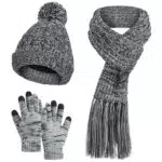 DiaryLook Mütze Schal Winter Handschuhe sets für Damen Strick set Fleece Loop Damen Schals Winterschal Knitted Pom Pom Cap