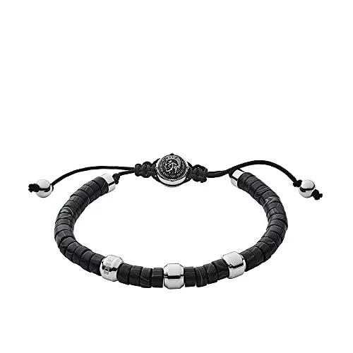 Diesel Armband Für Männer Perlen, 16.5Cm-25Cm Schwarzes Halbedelstein-Armband