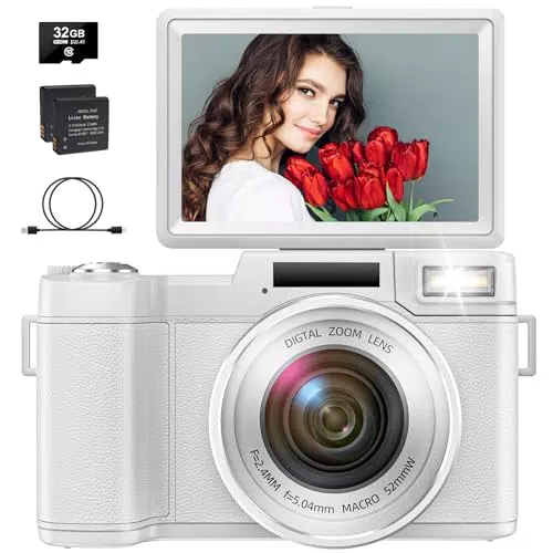 Digitalkamera 4K 48MP Vlogging Kamera für YouTube 16X Digitalzoom mit Makrofunktion &Liftable Flash