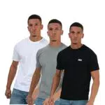 DKNY Herren T-Shirt in Schwarz/Weiß/Grau, Standardpassform mit Rundhalsausschnitt und markantem Logo - superweiche und Bequeme Loungewear aus 100% Baumwolle - Multipack mit 3 Stück