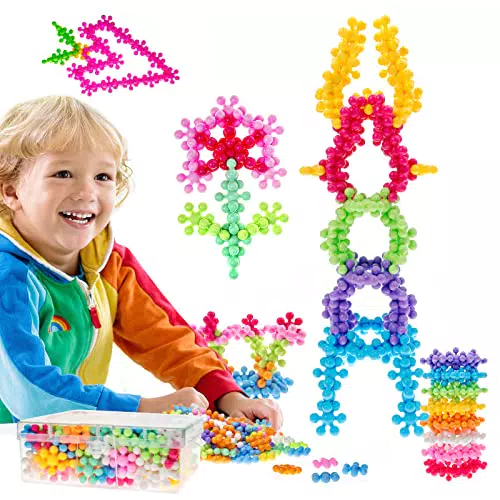 Doloowee Schneeflocken Bauklotz Spielzeug 170pcs, Lernspielzeug für Bauklötze Spielzeug