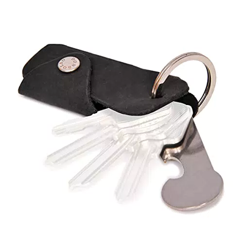 DONBOLSO Colt I Schlüsseletui mit Einkaufswagenlöser I Leder Etui für 1-6 Schlüssel Schlüsselring I Schwarz