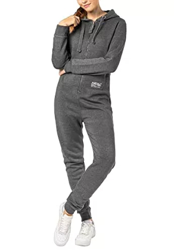 Eight2Nine Damen Sweat Overall Einteiler Onesie Middle-Grey XS/