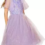 EMädchen A-Linien Kleider für Hochzeit Elegant Pailletten A-Linien Prinzessinenkleid Swiss Dot Rundhals Midi Netzkleid Lila 8-10 Jahre