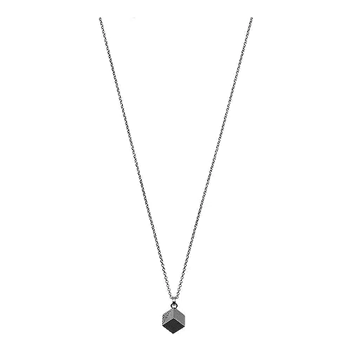 Emporio Armani Halskette Für Männer, Länge: 525mm; Größe Anhänger: 10X10mm Gunmetal Edelstahl Halskette
