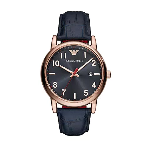 Emporio Armani Herrenuhr 3-Zeiger-Werk Datum Edelstahl roségoldfarben