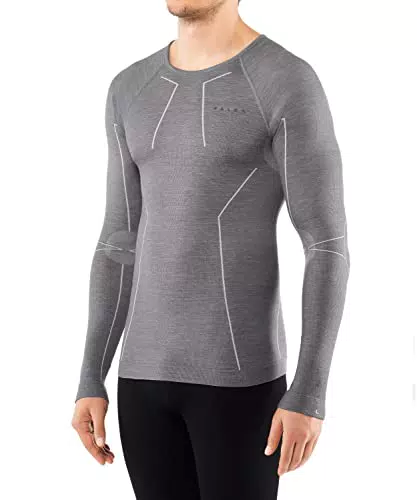 FALKE Herren Baselayer-Shirt Wool-Tech Round Neck M L/S SH Wolle Schnelltrocknend 1 Stück