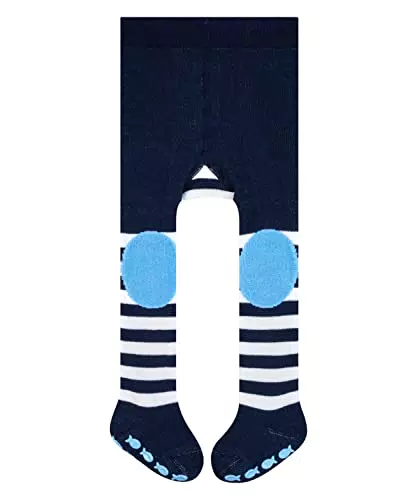 FALKE Unisex Baby Crawler Boy Strumpfhose Baumwolle Blau Babystrumpfhose dick mit Muster bunt gestreift mit Ringel 1 Stück