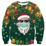 Fanient Weihnachten Sweaters Damen 3D Gedruckt Weihnachtsmann Sweatshirts Lange Ärmel Ugly Christmas Pullover