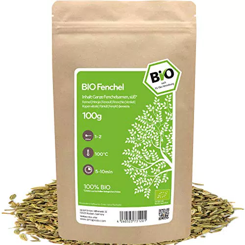 Fenchelsamen BIO süß ganz 100g - natürlicher Fencheltee - Fenchel Samen ganz - Gewürz - beste Bio-Qualität von amapodo