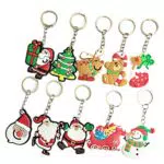 Fenical Schlüsselanhänger Weihnachten Thema Weich-PVC Schlüsselanhänger Kreative Anhänger Dekorationen für Autoschlüssel Geldbörse Tasche Geschenk 10 stücke（Zufälliger Stil）