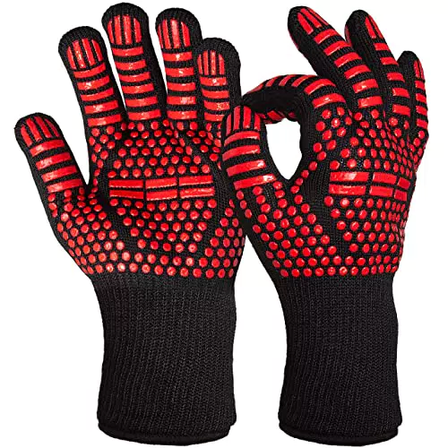 Feuerfeste Handschuhe : 2x BBQ Grill Handschuh 800 Grad Hitzeschutz Herren Hitzebeständig Kaminhandschuhe feuerfest Unisex Ofenhandschuhe OVERGRIL