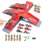 Finger Skateboard Set, 6 Stück Kombination Mini Finger Skateboard Ramps Set mit Zubehör Fingerboard DIY Montage Ultimate Deck Track Park Finger Spielzeug für Skate-Liebhaber Kindergeschenk