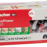 fischer 555005 DUOPOWER 5 x 25, Universaldübel, leistungsstarker 2-Komponenten-Dübel