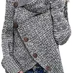 FIYOTE Damen Winterjacke Warm Strickjacke Rollkragen Cardigan Strickpullover Casual Wrap Wickel Pullover Sweater 7 Farbe S/M/L/XL/XXL