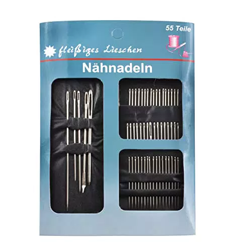 fleissiges Lieschen 63617 Nähnadeln Nadelset 55 teilig auf Karte-Verschiedene Nadeln Stopfnadel